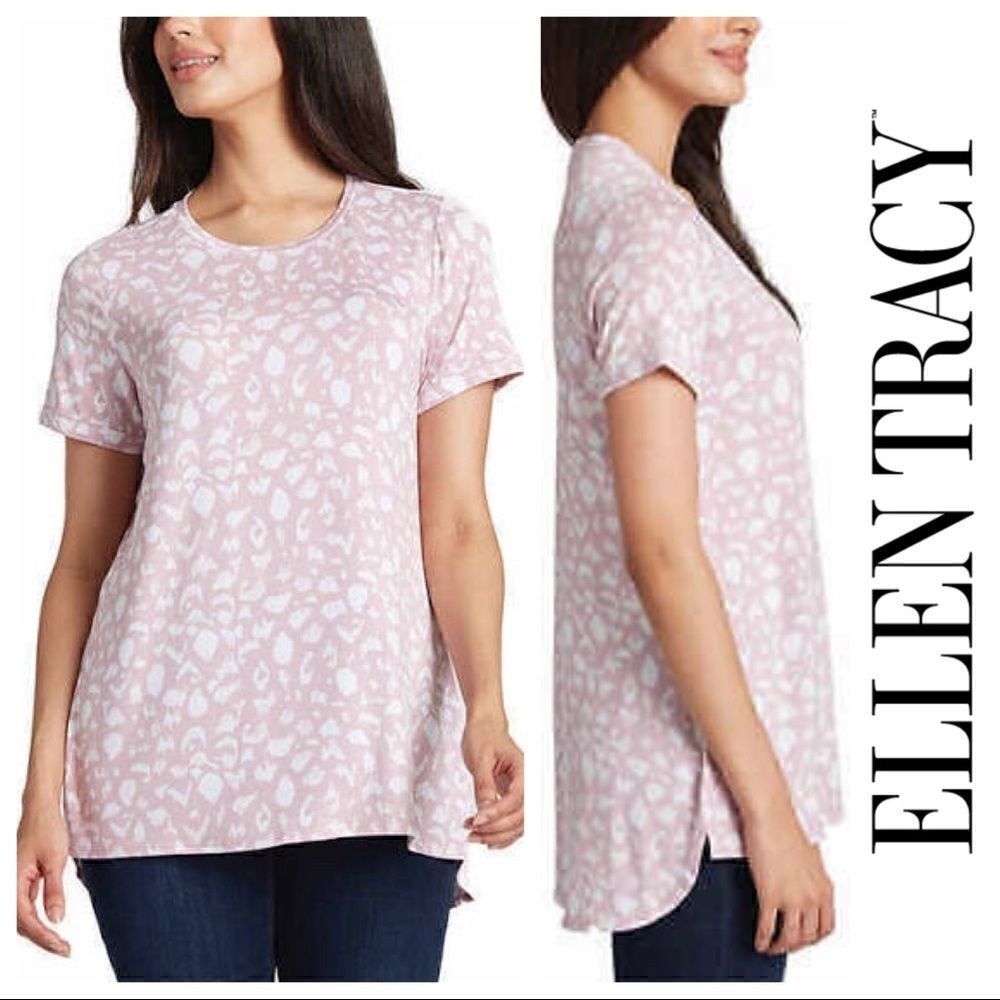 ELLEN TRACY Ladies Short Sleeve HiLo Hem Tunic Top